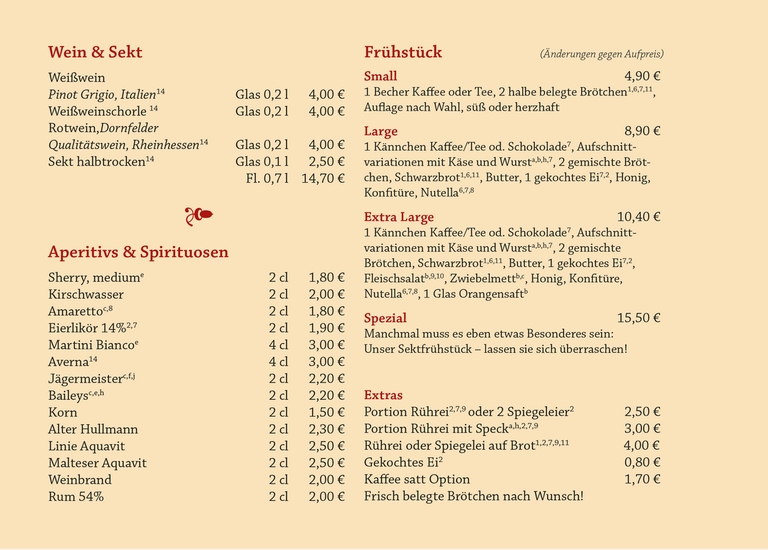 Speisekarte Café am Flötenteich in Oldenburg